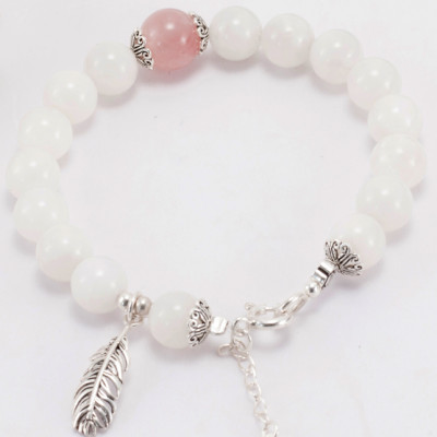 Vòng Đá Xà Cừ Trắng Phối Charm Bạc (8mm) Ngọc Quý Gemstones