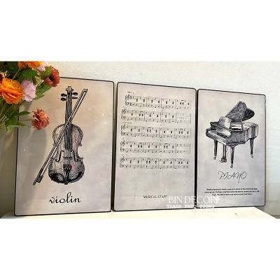 (CÓ ẢNH THẬT) Tranh treo tường cây đàn trang trí decor âm nhạc 16 kèm đinh treo