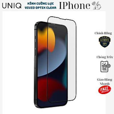 Kính Cường Lực Trong Suốt Kèm Khung Dán Cho iPhone 16 Pro Max / 16 Pro / 16 Plus / 16, UNIQ OPTIX VIVID CLEAR_ Hàng Chính Hãng