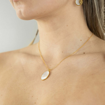 Set Dây Chuyền Ngọc Trai FW Thiết Kế UK Style (Flat Mother of Pearl) - MOON Jewelry