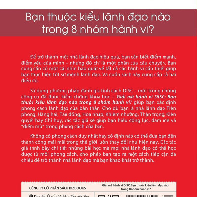 BIZBOOKS - Sách Giải Mã Hành Vi DISC: Bạn Thuộc Kiểu Lãnh Đạo Nào Trong 8 Nhóm Hành Vi? - MinhAnBooks
