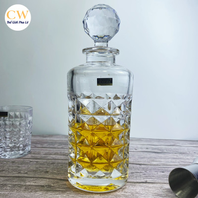 Bộ Bình Ly Rượu Mạnh Whisky Pha Lê Tiệp Khắc Chính Hãng Bohemia Crystalite Diamond