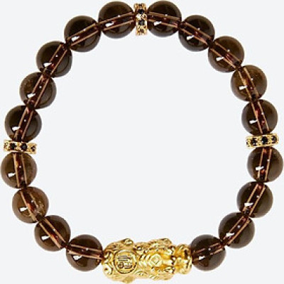 Vòng tay thạch anh ám khói mix tỳ hưu bọc vàng 24k Ngọc Quý Gemstones