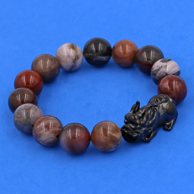 Vòng tay chuỗi hạt gỗ hóa thạch cẩn tỳ hưu TH32 (14cm)