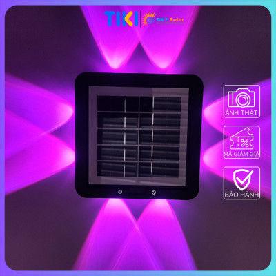 Đèn ốp tường hắt tường 4 đầu 8 tia năng lượng mặt trời HT08-RGB