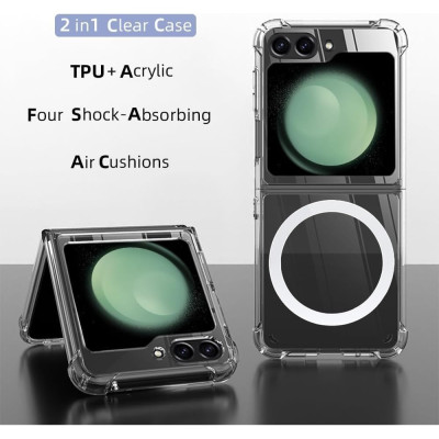 Ốp lưng chống sốc trong suốt hỗ trợ sạc từ tính nam châm cho Samsung Galaxy Z Flip 7 Flip 6 Flip 5 Flip 4 Flip 3 5G hiệu Likgus Magetic Case siêu mỏng 0.6mm, độ trong tuyệt đối, chống trầy xước, chống ố vàng, tản nhiệt tốt - Hàng nhập khẩu