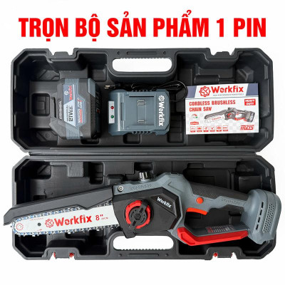 [Có Tự Động Tra Nhớt] Máy Cưa Pin 8 Inch Workfix Cầm Tay - WF-CS08BL - Tốc Độ Cưa 4m/s - Không Chổi Than Cao Cấp - Chân Pin Phổ Thông Pin 15 Cell 21V/6Ah - Bao Hanh Chinh Hag