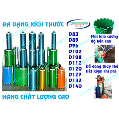 Mũi khoan rút lõi D83-D140mm mũi kim cương nhân tạo