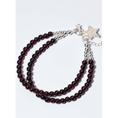 Vòng 2 line đá Garnet phối charm sao mệnh hỏa, thổ - Ngọc Quý Gemstones