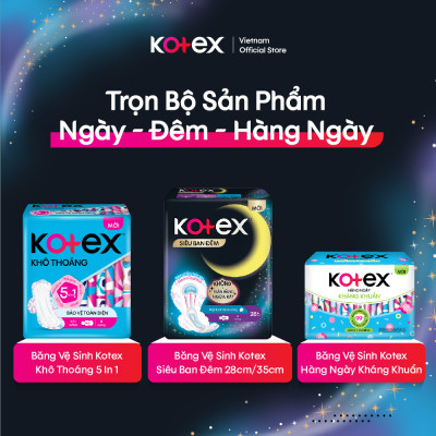 Lốc 4 gói BVS Kotex Siêu Ban Đêm 35cm Đệm bông chống tràn sau 8+1 miếng