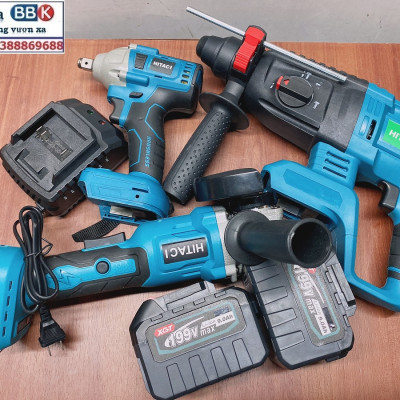 Bộ Combo 3 Trong 1 Gồm Máy Khoan Đục Bê Tông, Máy Mài Và Máy Siết Bulong Dùng Pin 199V 15 Cell, Lõi Đồng 100%, Động Cơ Không Chổi Than - Bảo Hành 1 Năm
