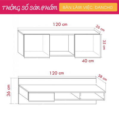 Bàn Làm Việc Gắn Tường SMLIFE Dancho