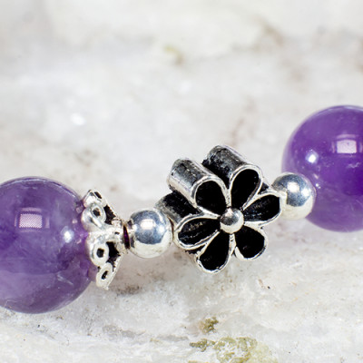 Vong Tay Phong Thủy Thạch Anh Tím Thiên Nhiên Mix Bạc 925 Cho Mạng Kim Thủy, Món Qùa Trang Sức  Phong Thủy May Mắn Ý Nghĩa  VT016