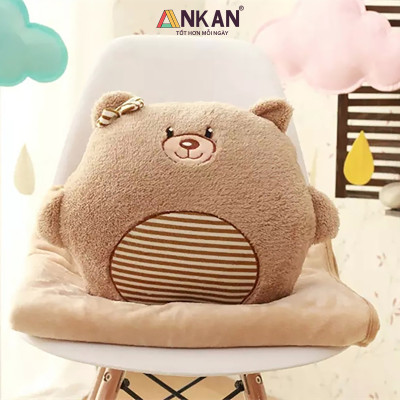 Bộ Chăn Gối Văn Phòng 3 Trong 1 Kiểu Gấu Nâu Độc Đáo Dùng Để Ngủ Trưa Tại Văn Phòng, Tựa Lưng Và Gấu Bông Dùng Để Trang Trí