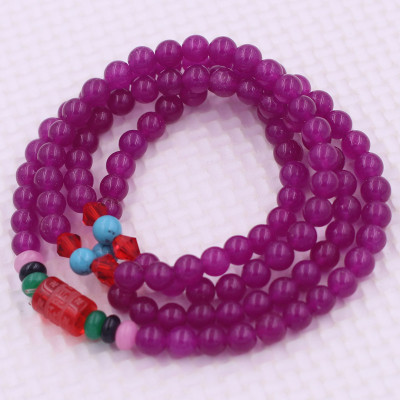 Vòng chuỗi 108 hạt đá thạch anh hồng charm lục tự kim ngôn - hạt 8 ly ( size lớn ), vòng chuỗi niệm Phật, vòng chuỗi đeo tay