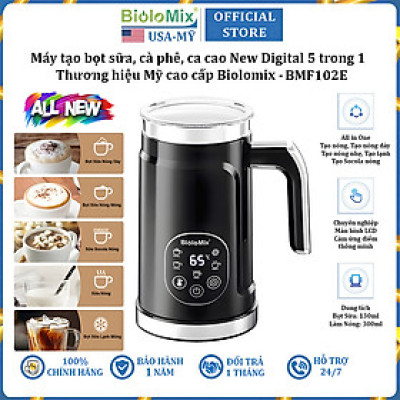 Máy tạo bọt sữa, cà phê, ca cao New Digital 5 trong 1 chuyên nghiệp thương hiệu Mỹ Biolomix BMF102E - Hàng chính hãng (BẢO HÀNH 1 NĂM)