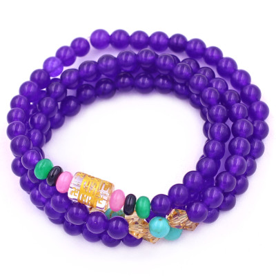 Vòng chuỗi 108 hạt đá thạch anh tím charm lục tự chân ngôn - hạt 8 ly ( size lớn ), vòng chuỗi niệm Phật, vòng chuỗi đeo tay