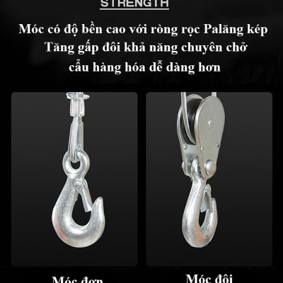 Bộ Tời Điện Kèm Rùa ABG PA400 (200/400kg) 30 Mét - Giúp Máy Tời Treo Nâng Hạ Vật Nặng Dễ Dàng Trong Nhà Xưởng Công Nghiệp Và Đời Sống, Nâng Kéo Linh Hoạt, Hiệu Quả Cao - Hàng Chính Hãng