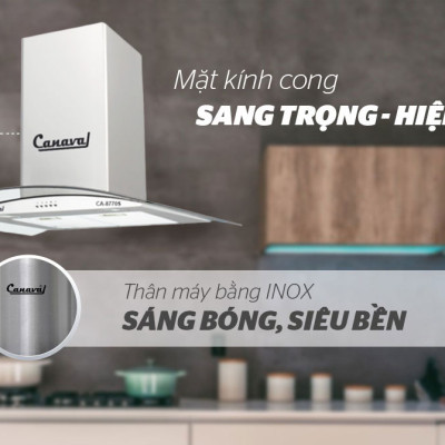 Máy hút mùi kính cong Canaval CA8770S - Hàng nhập khẩu