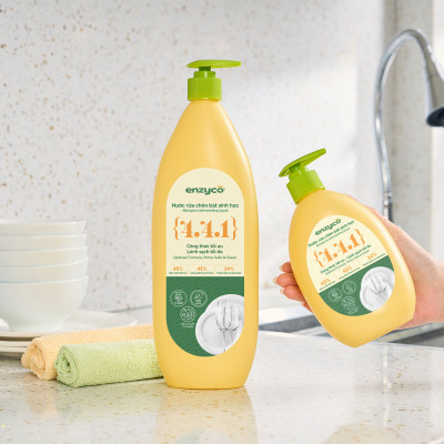 Combo 2 nước rửa chén bát sinh học ENZYCO 465ml - Chiết xuất Bồ hòn và Enzyme Dứa