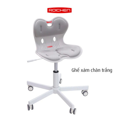 [Ghế Roichen WOW Minh Ngọc] Ghế chỉnh dáng ngồi đúng có chân xoay Roichen - WOW Hàn Quốc. Ghế xám chân trắng