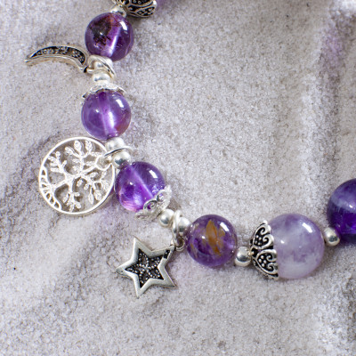 Vòng phong thủy Thạch anh tím mix Thạch anh ưu linh tím VT085