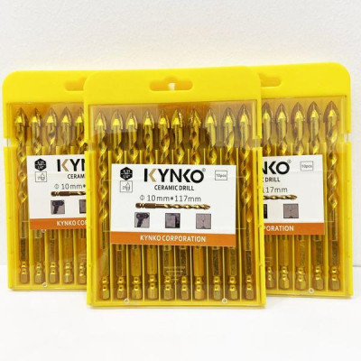 MŨI KHOAN KÍNH - GẠCH MEN 4 CẠNH, CHÂN LỤC GIÁC KYNKO ĐƯỜNG KÍNH PHI Ø 10 DÀI 117MM MKKGM- 10117 (VỈ 10 CHIẾC)