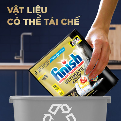 Combo 2 Viên rửa chén Finish Ultimate 18 viên + Nước làm bóng Finish 500ml + Muối rửa chén Finish 1kg