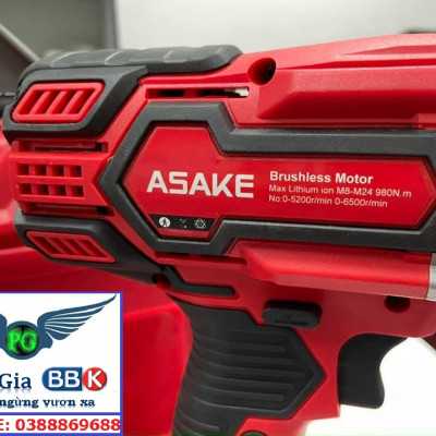 MÁY SIẾT BULONG CAO CẤP ASAKE MỞ ỐC 38mm  PIN 15 CELL 8.0 AH