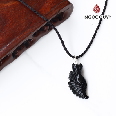 Mặt đây chuyền hồ ly 9 đuôi đá tourmaline đen 33x18mm mệnh thủy mộc - Ngọc Quý Gemstones