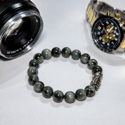 Vòng Tay Phong Thủy Nam Bảo Thạch Đá Tự Nhiên Mix Tỳ Hưu Bạc 925 Mạng Kim Mạng Thủy