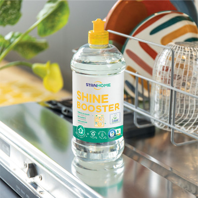Nước làm bóng, trợ xả cho máy rửa bát Shine Booster Stanhome tiêu chuẩn Ecolabel Châu Âu 750ml/chai