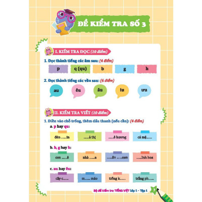 Sách - Bộ Đề Kiểm Tra Tiếng Việt Lớp 1 - Tập 1 - Minh Thắng