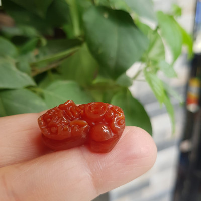 Tỳ hưu đỏ phối vòng tay nữ 8- 12ly Chất liệu đá mã não đỏ đỏ cam nhẹ ạ Kích thước dài 25mm x ngang16mm x cao 8mm anh chị phối vòng tay lên hạt nhỏ vừa size nam nữ ạ