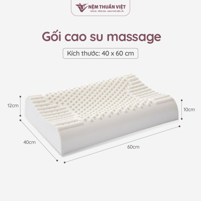 Gối Nằm Cao Su Massage Thuần Việt - Thiết Kế Lượn Sóng, Có Gai Massage, Giảm Đau Vai Gáy Cổ
