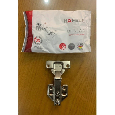 Bản lề giảm chấn Hafele Metalla A 110° DIY, thép, trùm ngoài, thẳng - 493.03.021