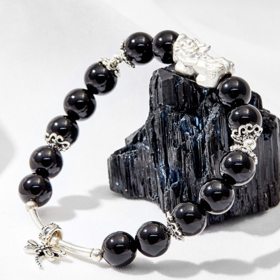 Vòng tay đá thiên thạch phối tỳ hưu bạc Ngọc Quý Gemstones