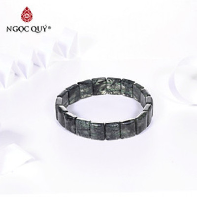 Vòng tay đá thạch anh tóc xanh bản vuông 12x10mm mệnh hỏa, mộc - Ngọc Quý Gemstones