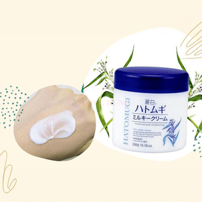 Kem dưỡng da Hatomugi Kumano Reihaku Moisturizing & Conditioning Milky Cream (300g) - Hàng chính hãng
