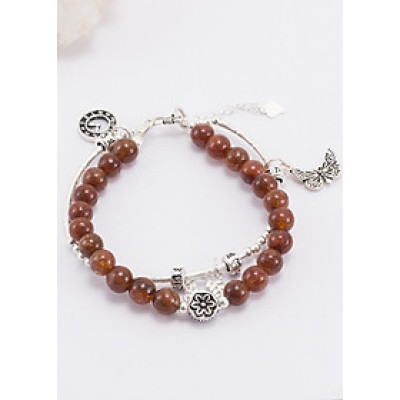 Vòng 2 Line Thạch Anh Tóc Đỏ Phối Charm Bạc 6mm Ngọc Quý Gemstones