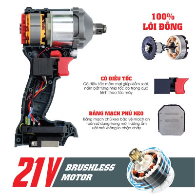 Máy Siết Bulong Workfix 360N- WF-IW360N - Đa Năng 2 Trong 1 - Lực Siết 360N.m - Động Cơ Từ Lõi Đồng - 2 Pin 21V/3Ah - Bảo hành chính hãg