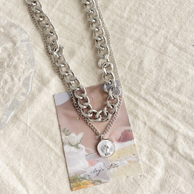 Dây chuyền bản to xích 2 tầng ấn tượng rock roll cá tính