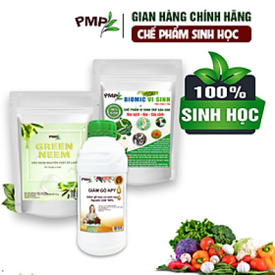 Combo Green Neem Hữu Cơ, Chế Phẩm Vi Sinh Biomic & Giấm Gỗ Sinh Học APY PMP Bảo Vệ Toàn Diện Hoa Hồng, Rau, Cây Cảnh