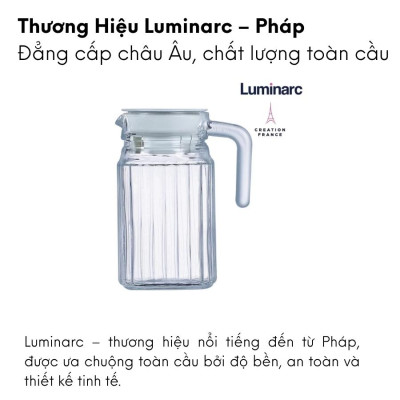 Bình đựng nước, pha trà thủy tinh Luminarc Quadro G2667/23369, dung tích 0.5L, dùng máy rửa bát | Hàng chính hãng