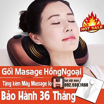 GỐI MASSAGE 8 BI HỒNG NGOẠI TRỊ LIỆU ĐAU MỎI VAI GÁY 