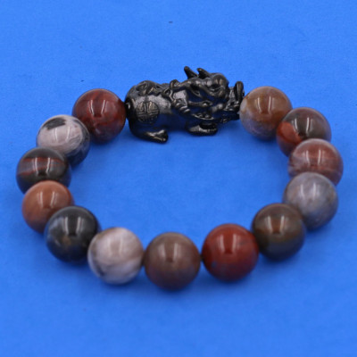 Vòng tay chuỗi hạt gỗ hóa thạch cẩn tỳ hưu TH32 (14cm)