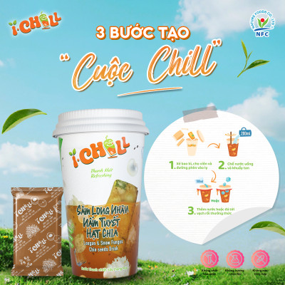 [COMBO 6 LY] iChill Sâm Long Nhãn Nấm Tuyết Hạt Chia Nước Thanh Nhiệt Sấy Thăng Hoa Từ Trái Cây Tự Nhiên
