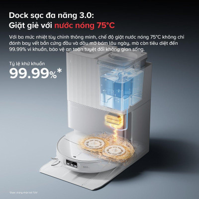 Robot Hút Bụi Lau Nhà Roborock Qrevo EdgeT Lực 18.500 Pa, Giặt Nước Nóng - Hàng Chính Hãng