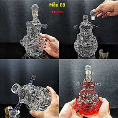 Chai Đựng Rượu Thủy Tinh 1000ML cao cấp mẫu Thần Tài – Chai thủy tinh đựng rượu 1 Lít – Vỏ Chai Rượu Đẹp decor (E8)