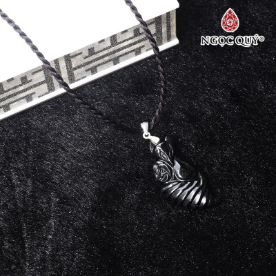 Mặt đây chuyền hồ ly 9 đuôi đá tourmaline đen 33x18mm mệnh thủy mộc - Ngọc Quý Gemstones